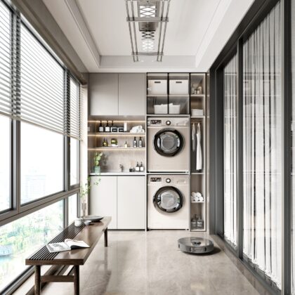 Family Laundry Organization Cabinet with Multi-Zone Storage | GalaxyHome