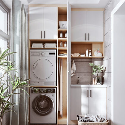 Space-Efficient Laundry Cabinet for Apartment Living | GalaxyHome